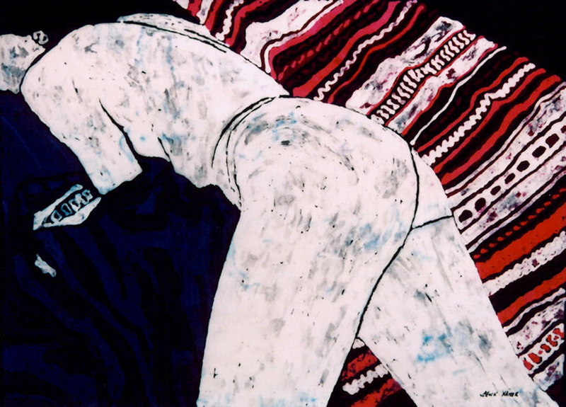 Your Very Flesh - Batik- 20" X 24" - wax (removed) and dye on cotton - Chuck Kaiser